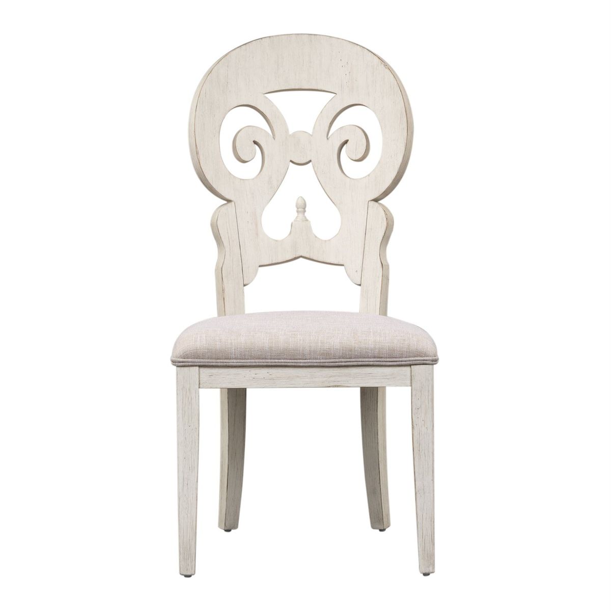 Liberty Furniture Farmhouse Reimagined Splat Back Side Chair (RTA) in Antique White (Set of 2)