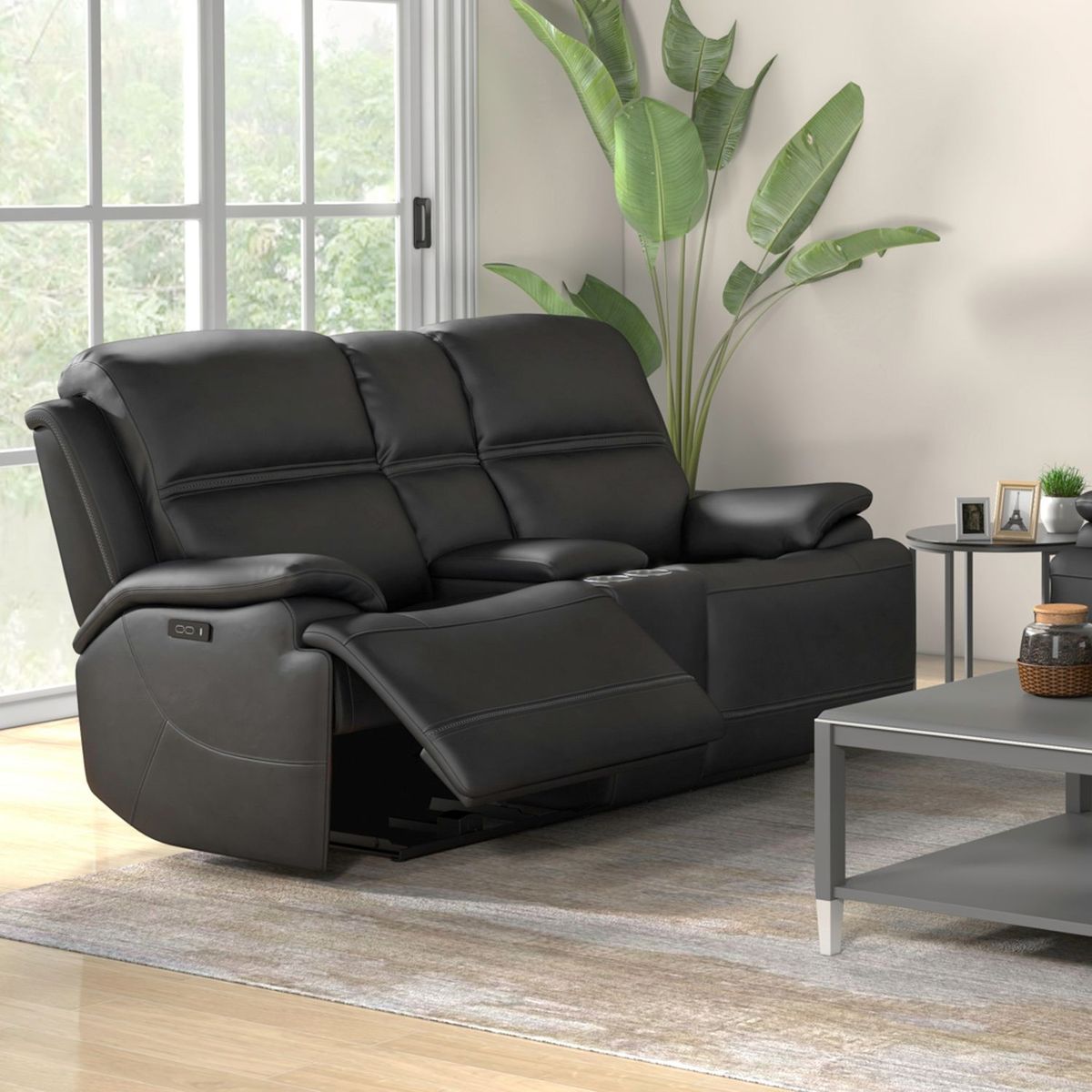 Liberty Furniture Bentley Loveseat w/Console P2 & ZG in Graphite