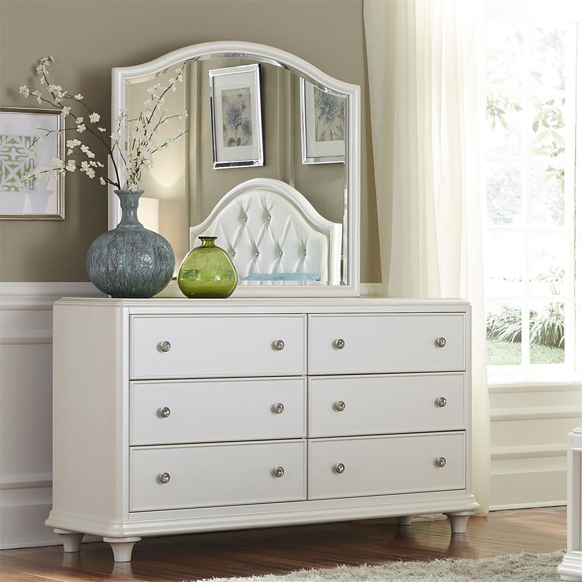 Liberty Furniture Stardust 6 Drawer Dresser in Iridescent White