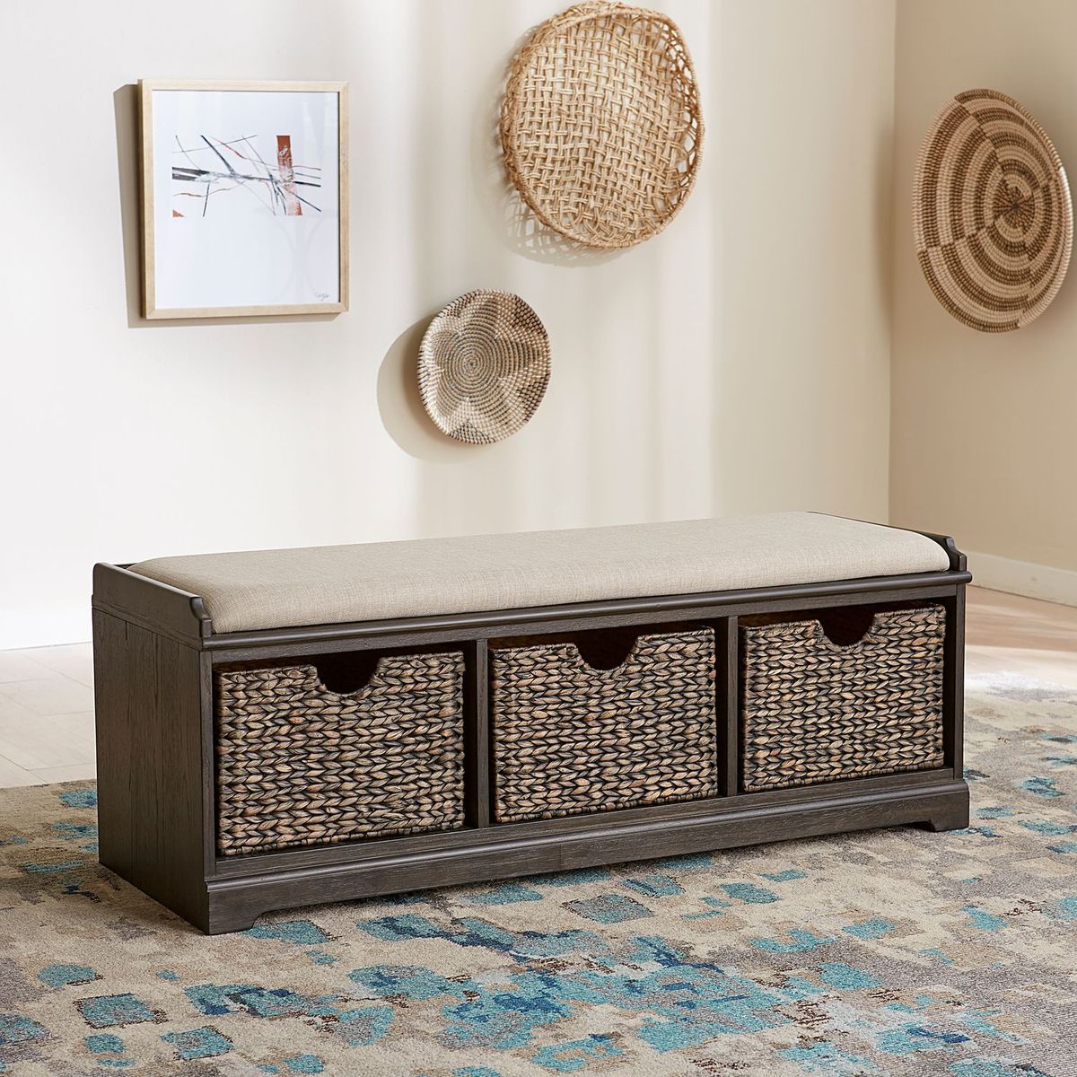 Liberty Furniture Mill Creek Wall Bench in Peppercorn