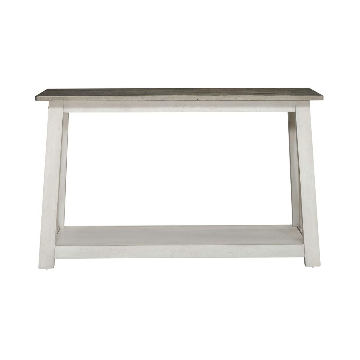 Liberty Furniture Laurel Bluff Sofa Table in Antique White with Dusty Gray Top