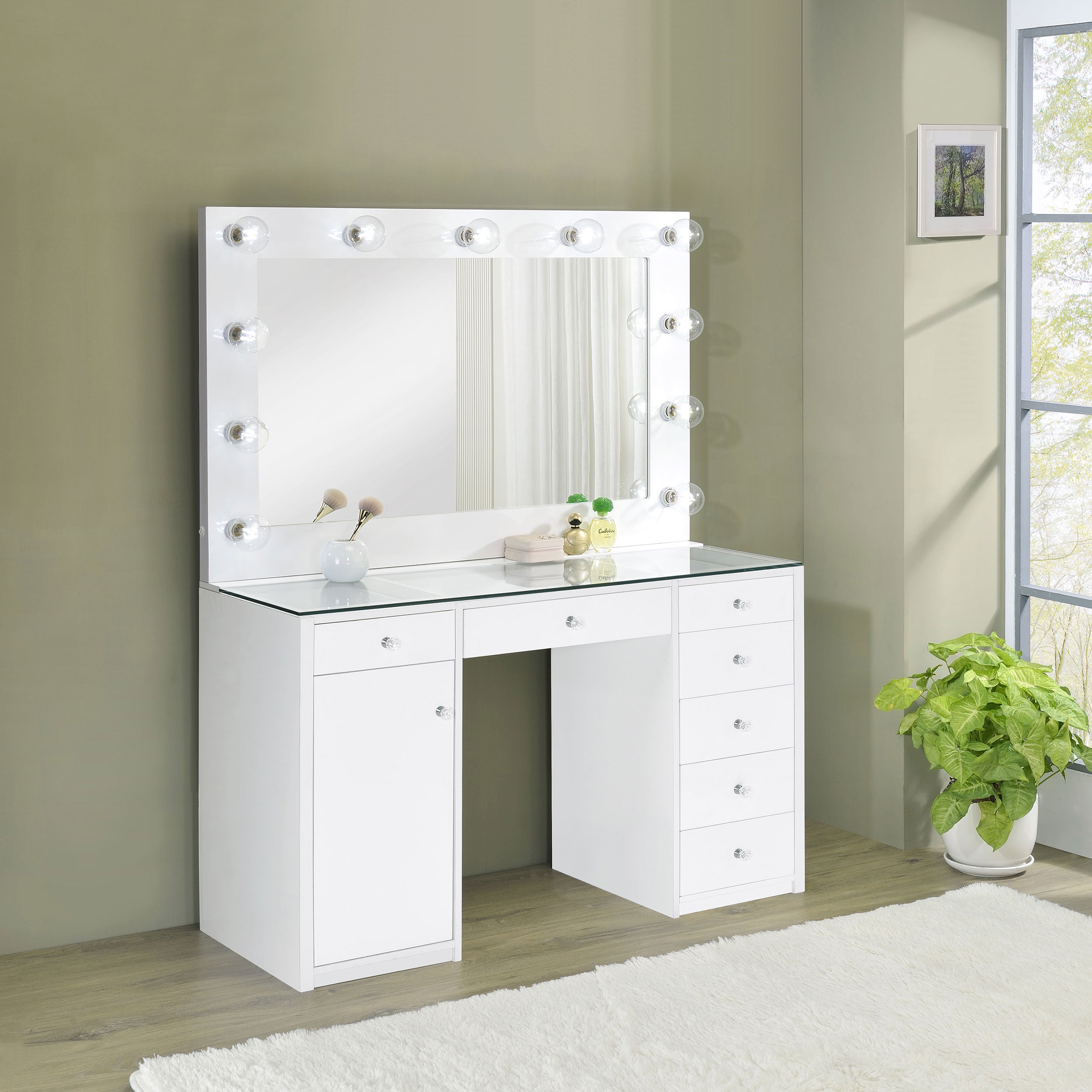 Acena Makeup Vanity Table with LED Mirror