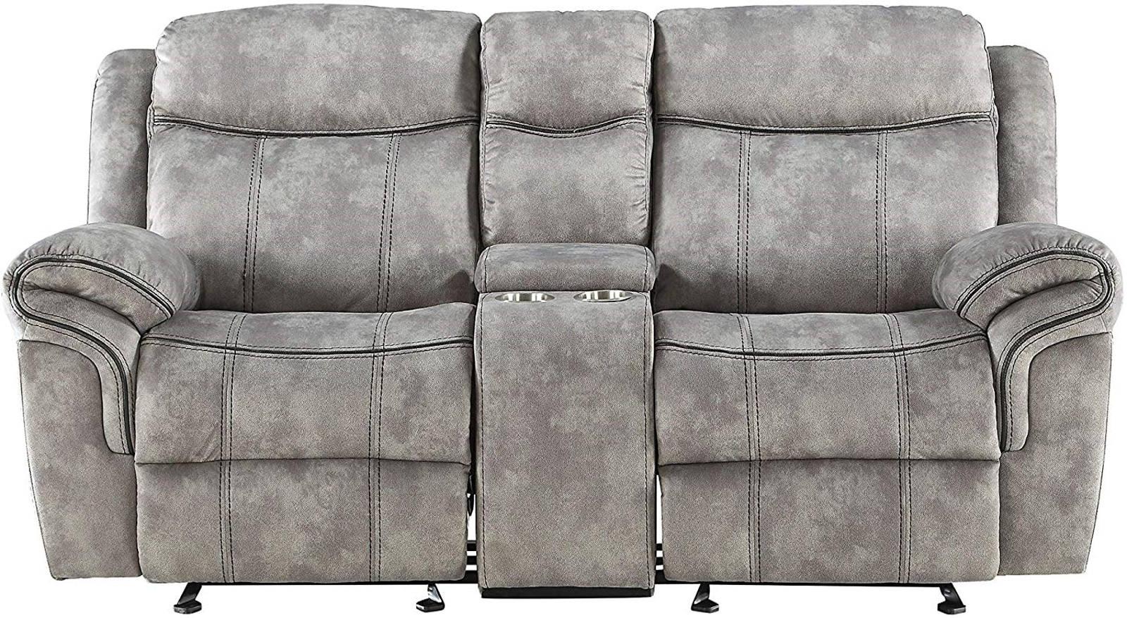 Acme Furniture Zubaida Motion Loveseat with Console in 2-Tone Gray Velvet 55026