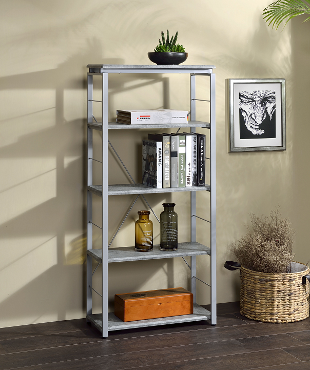 Jurgen Faux Concrete & Silver Bookshelf