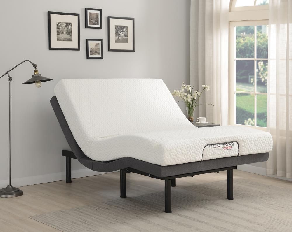 Clara Eastern King, E.King, Queen, & Twin XL Adjustable Bed Base Grey and Black