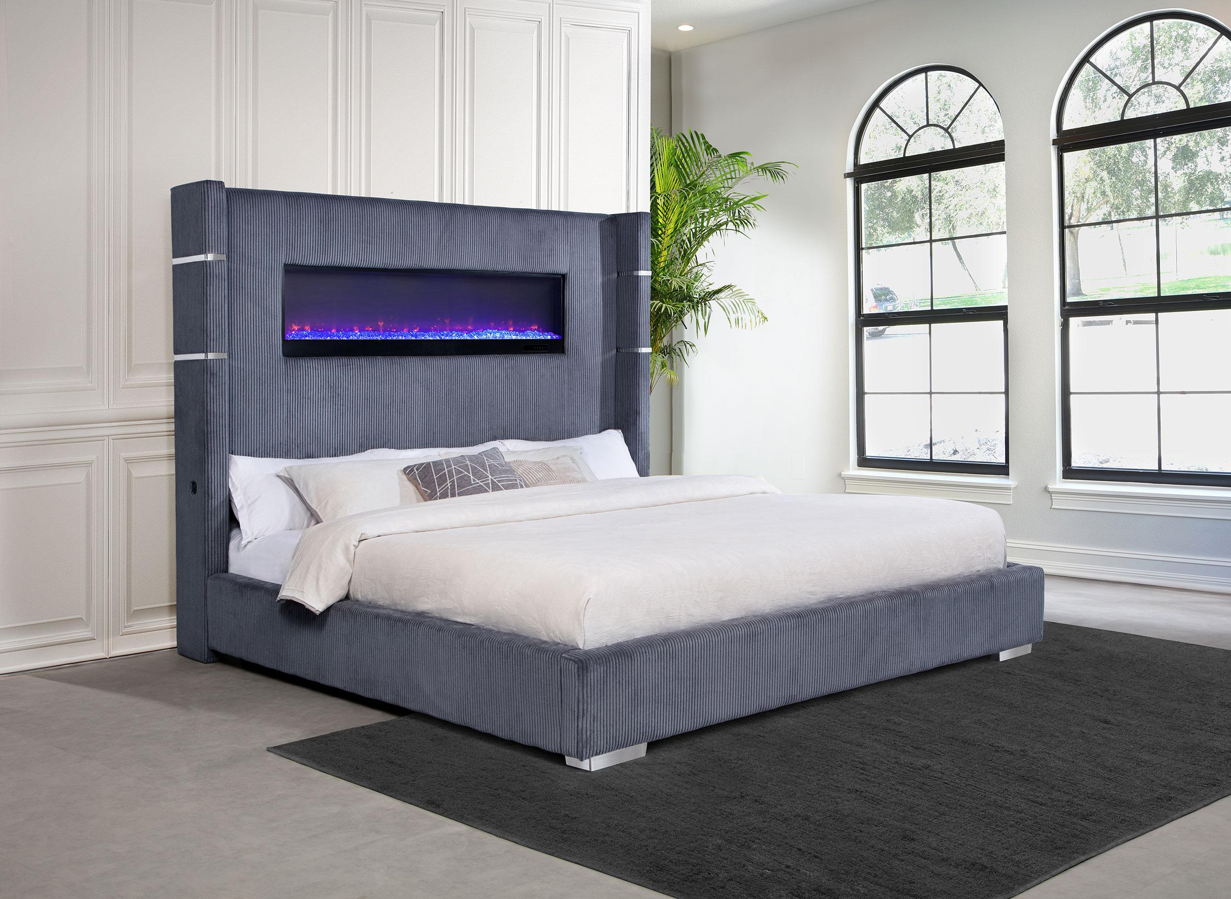 Tisdall Wingback Bed with Flame Visualizer