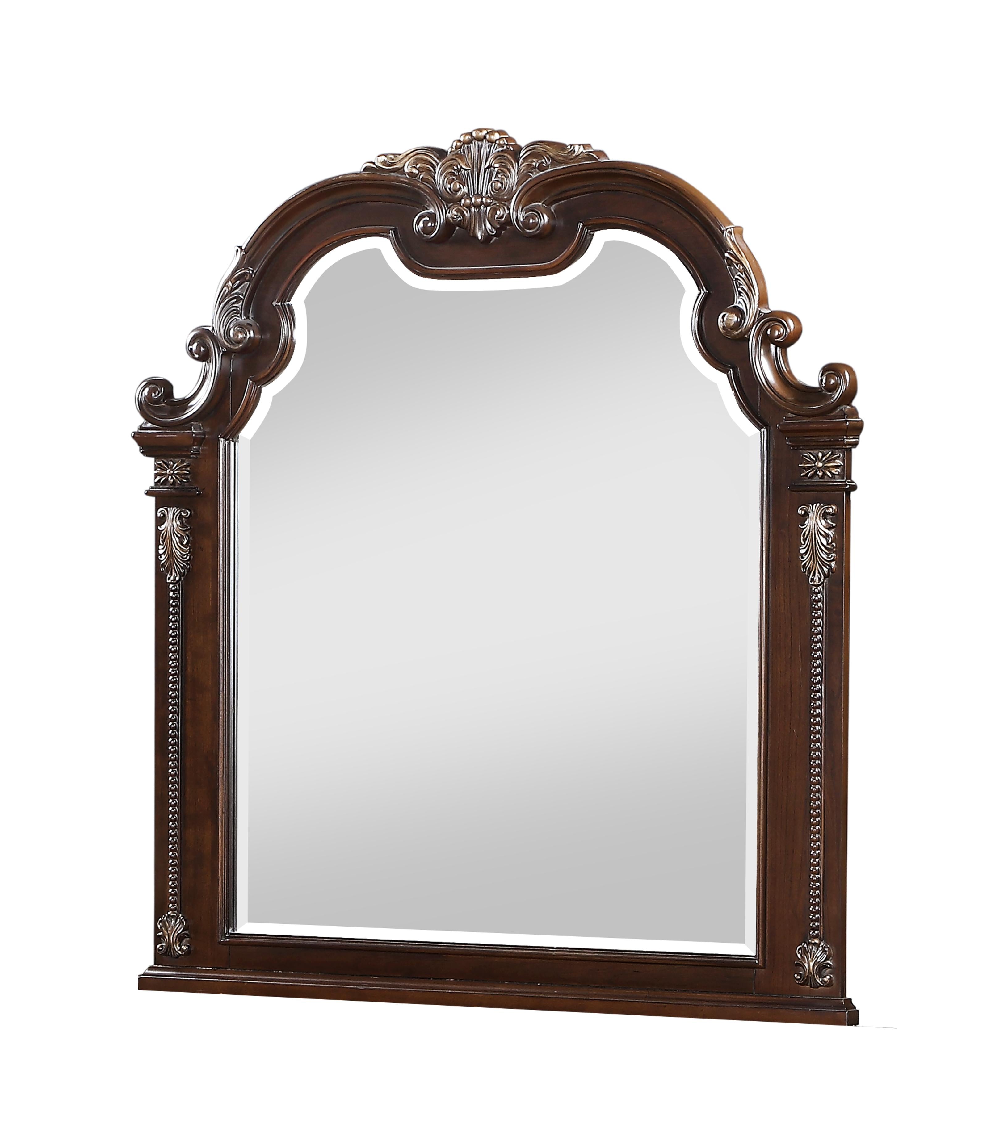 Destiny Traditional Style Mirror in Cherry finish Wood
