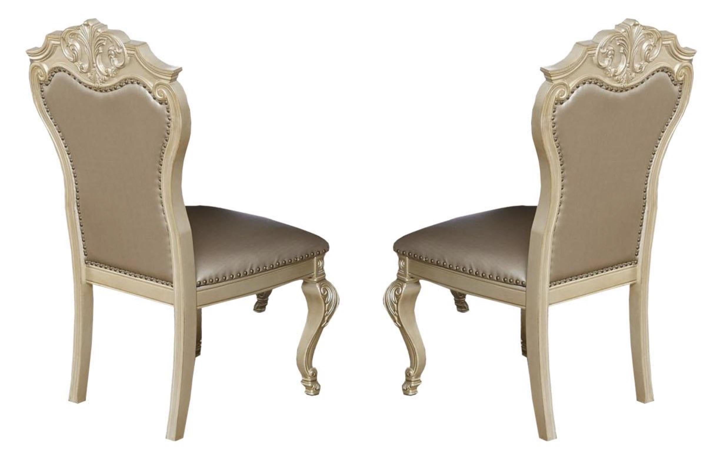 Miranda Transitional Style Dining Side Chair in Gold finish Wood