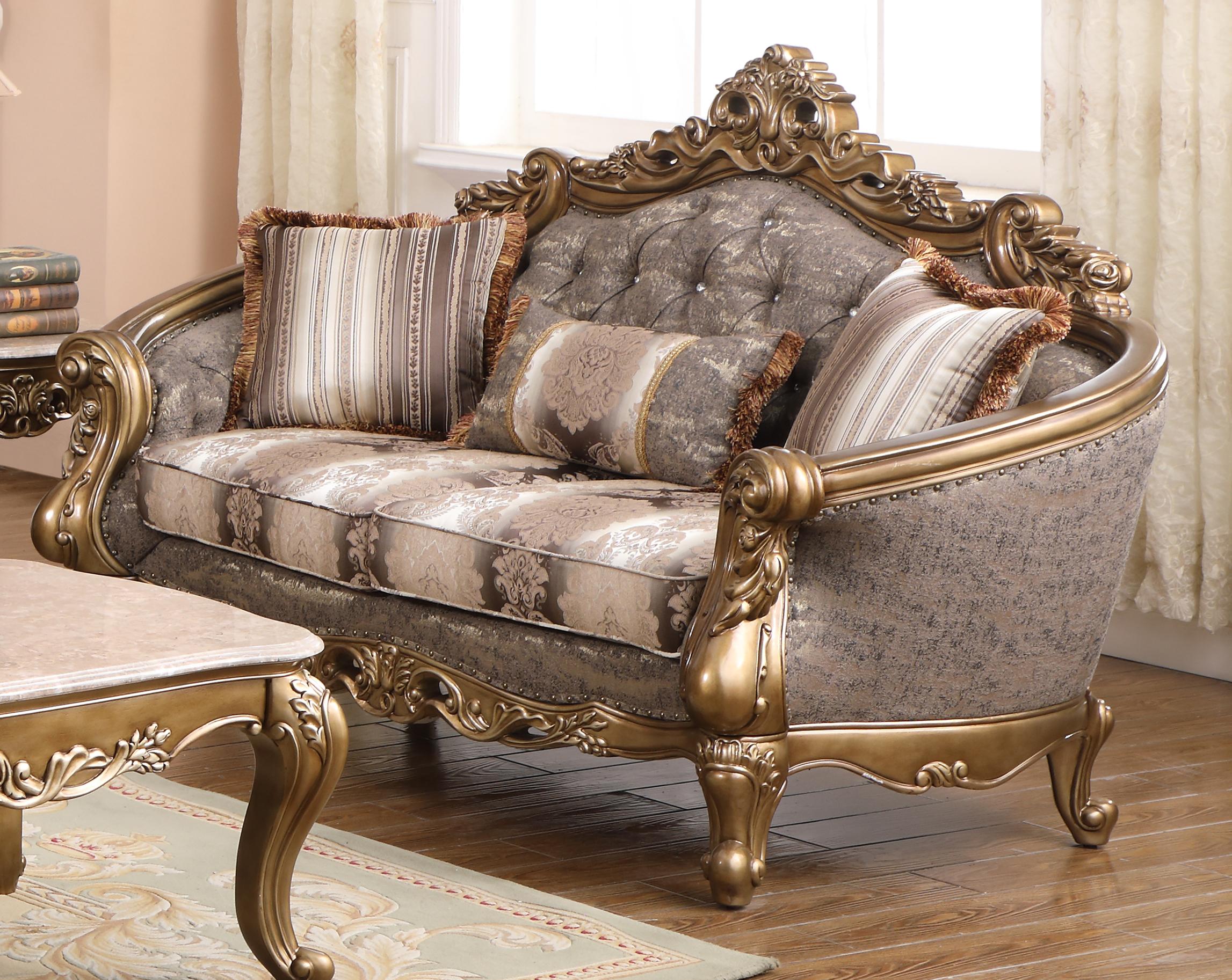 Amelia Traditional Style Loveseat in Bronze finish Wood