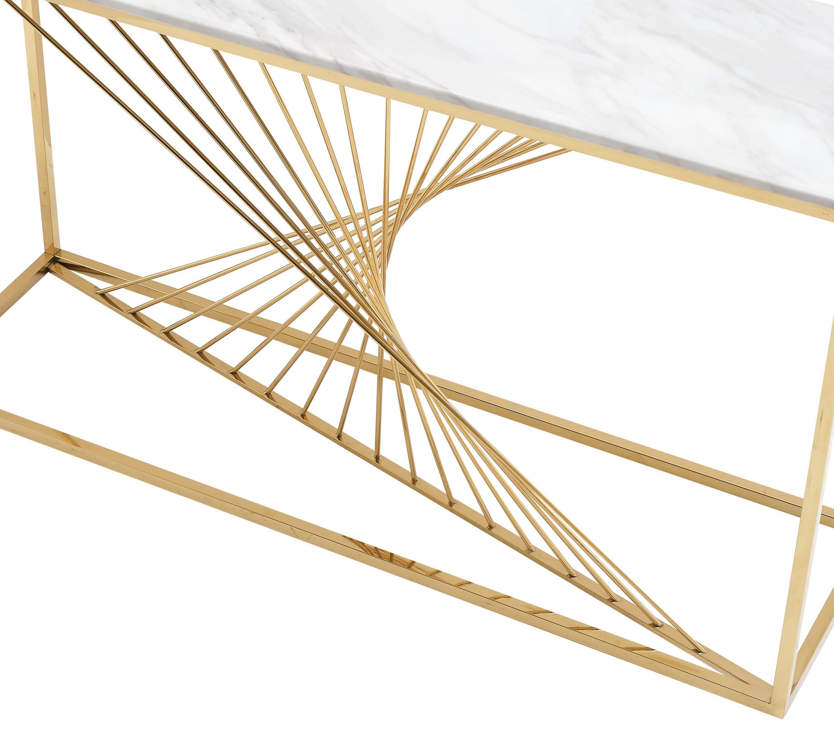 Layla Modern Style Marble Console Table with Metal Base