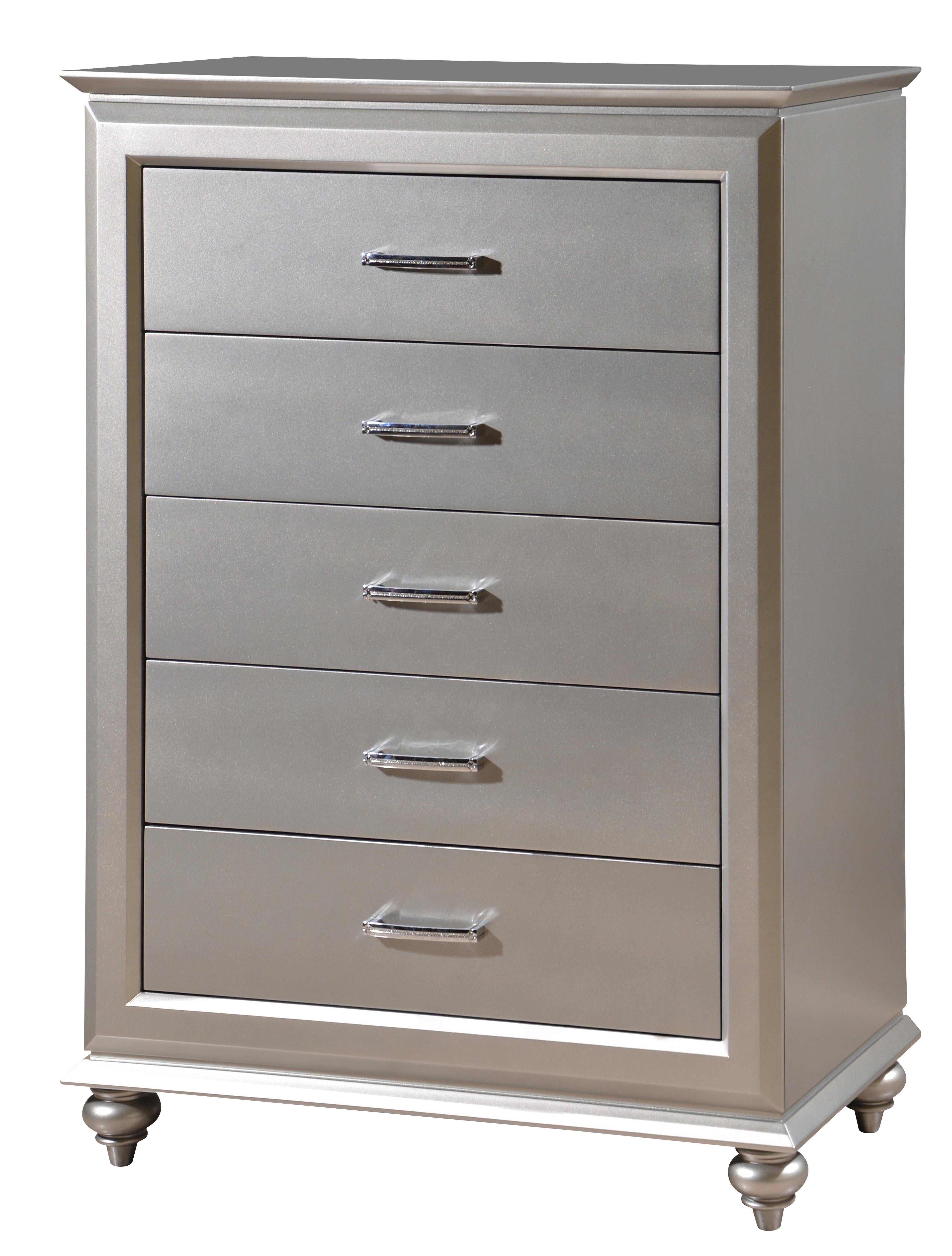 Alia Modern Style Chest in Silver finish Wood