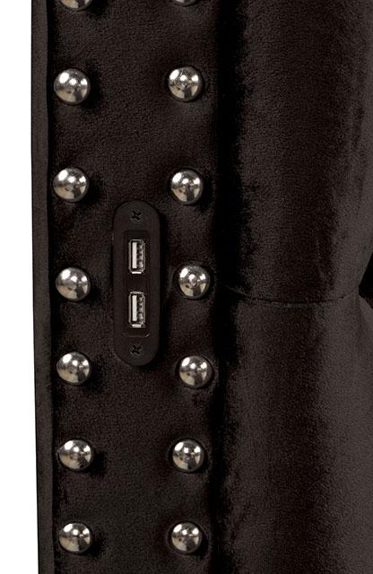 SANSOM E.King & Queen Bed, Black, Blue, & Grey