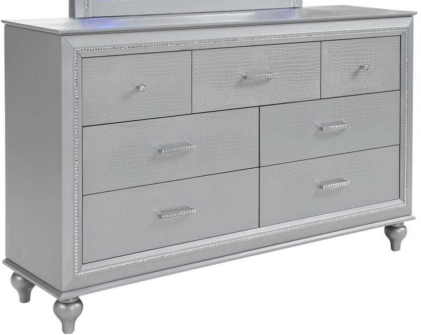 Galaxy Home Amber 7 Drawer Dresser in Silver GHF-808857997609