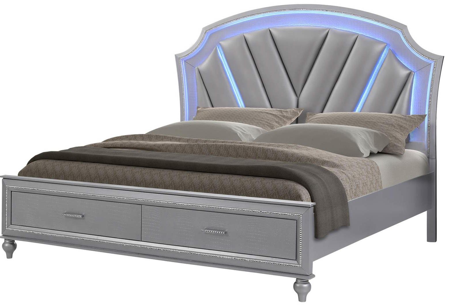 Galaxy Home Amber King Storage Bed in Silver GHF-808857661128