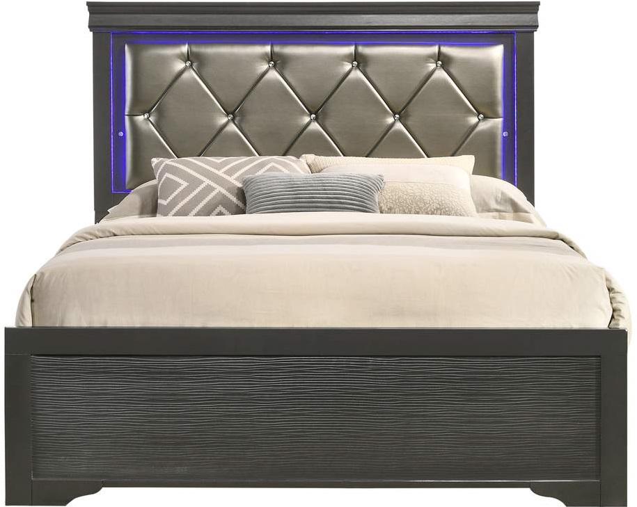 Galaxy Home Brooklyn King Panel Bed in Metallic Grey GHF-733569265367
