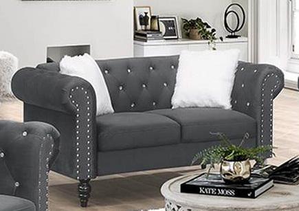 Galaxy Home Emma Loveseat in Gray GHF-808857544742