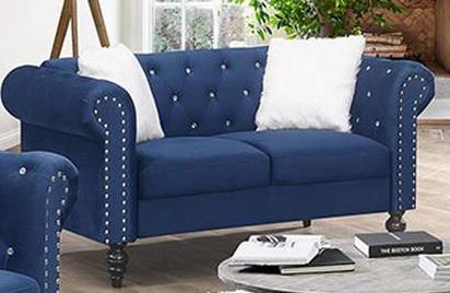 Galaxy Home Emma Loveseat in Navy Blue GHF-808857789310