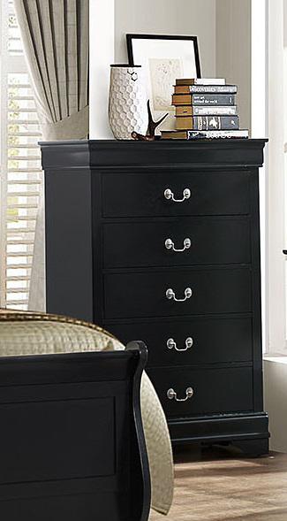 Galaxy Home Louis Phillipe 5 Drawer Chest in Black GHF-808857764218