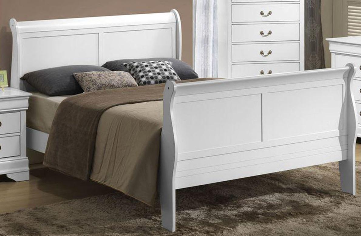 Galaxy Home Louis Phillipe King Sleigh Bed in White GHF-808857941428