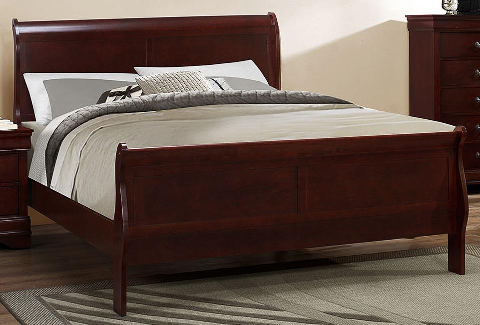 Galaxy Home Louis Phillipe Queen Sleigh Bed in Cherry GHF-808857744869
