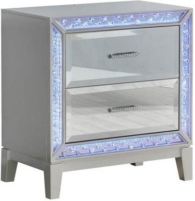 Galaxy Home Luxury 2 Drawer Nightstand in Silver GHF-808857956637