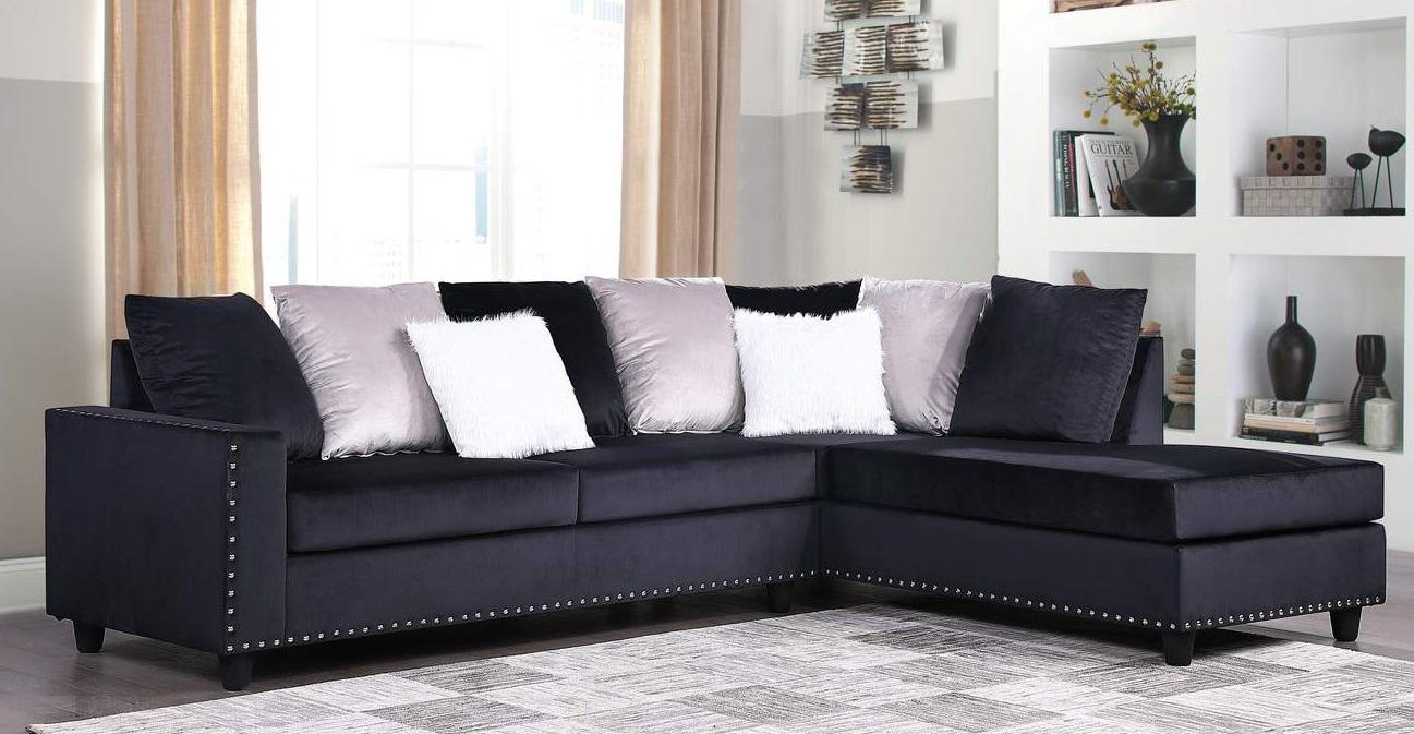 Galaxy Home Martha Reversible Sectional Sofa in Black GHF-808857834874