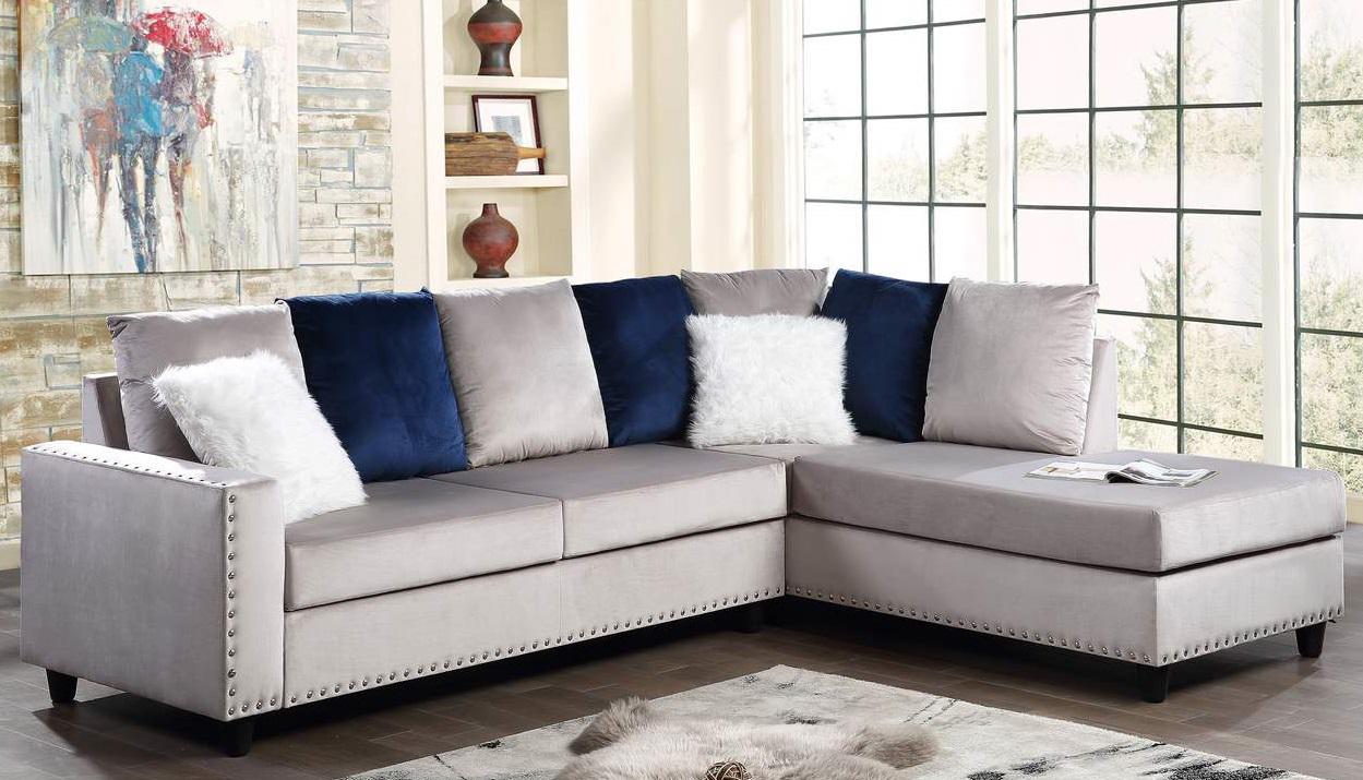 Galaxy Home Martha Reversible Sectional Sofa in Gray GHF-808857622297