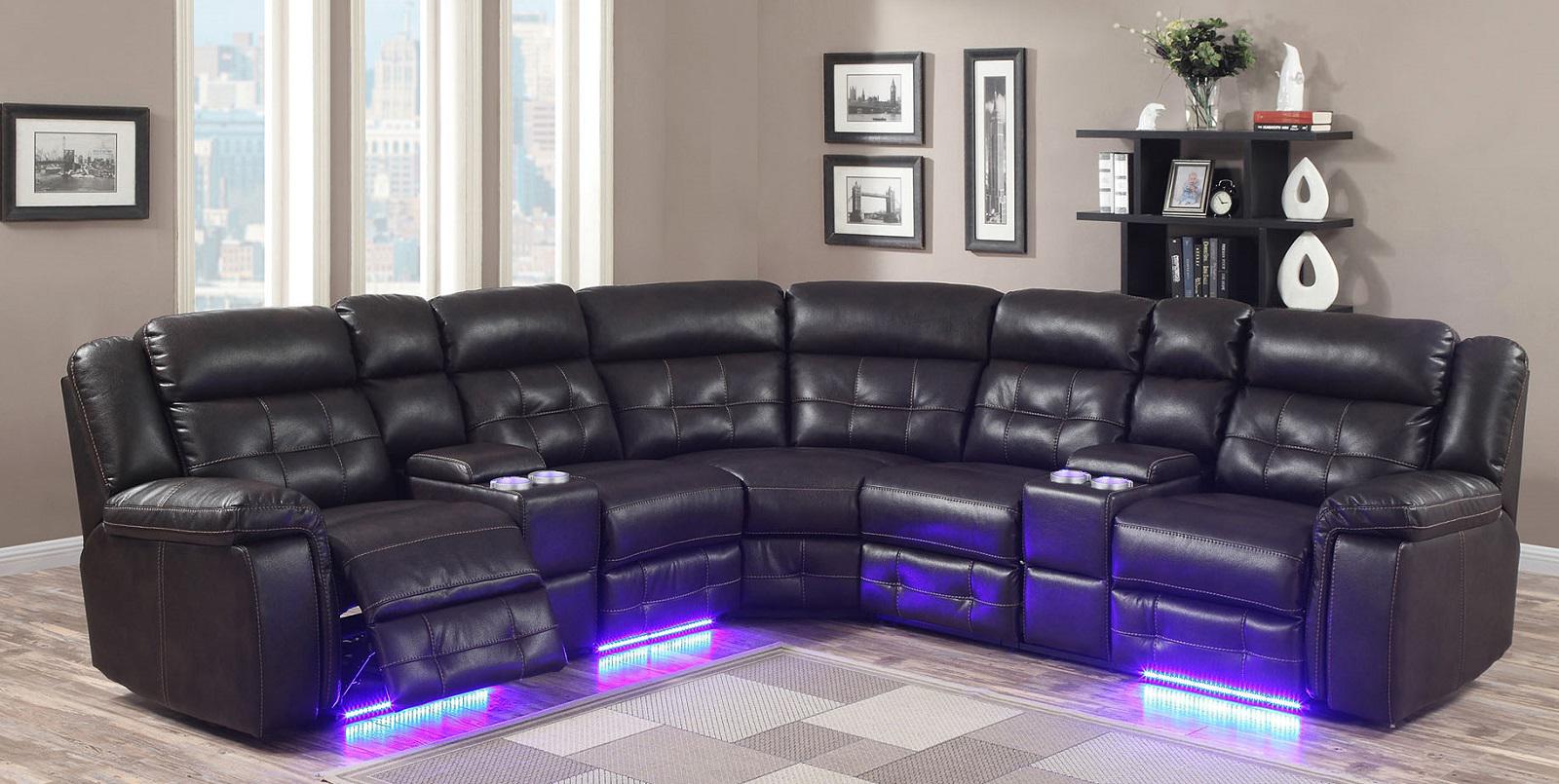 Galaxy Home Power Reclining Sectional in Espresso GHF-808857889232