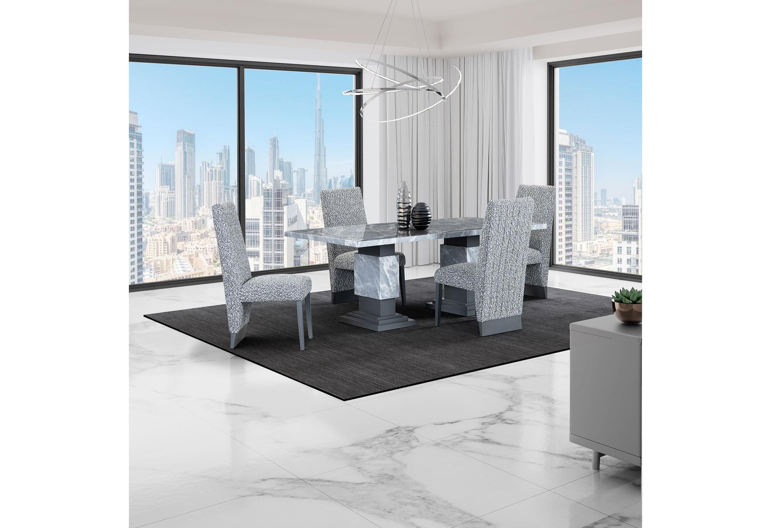 D1212 DINING TABLE + 4 D12DC WHITE/GREY