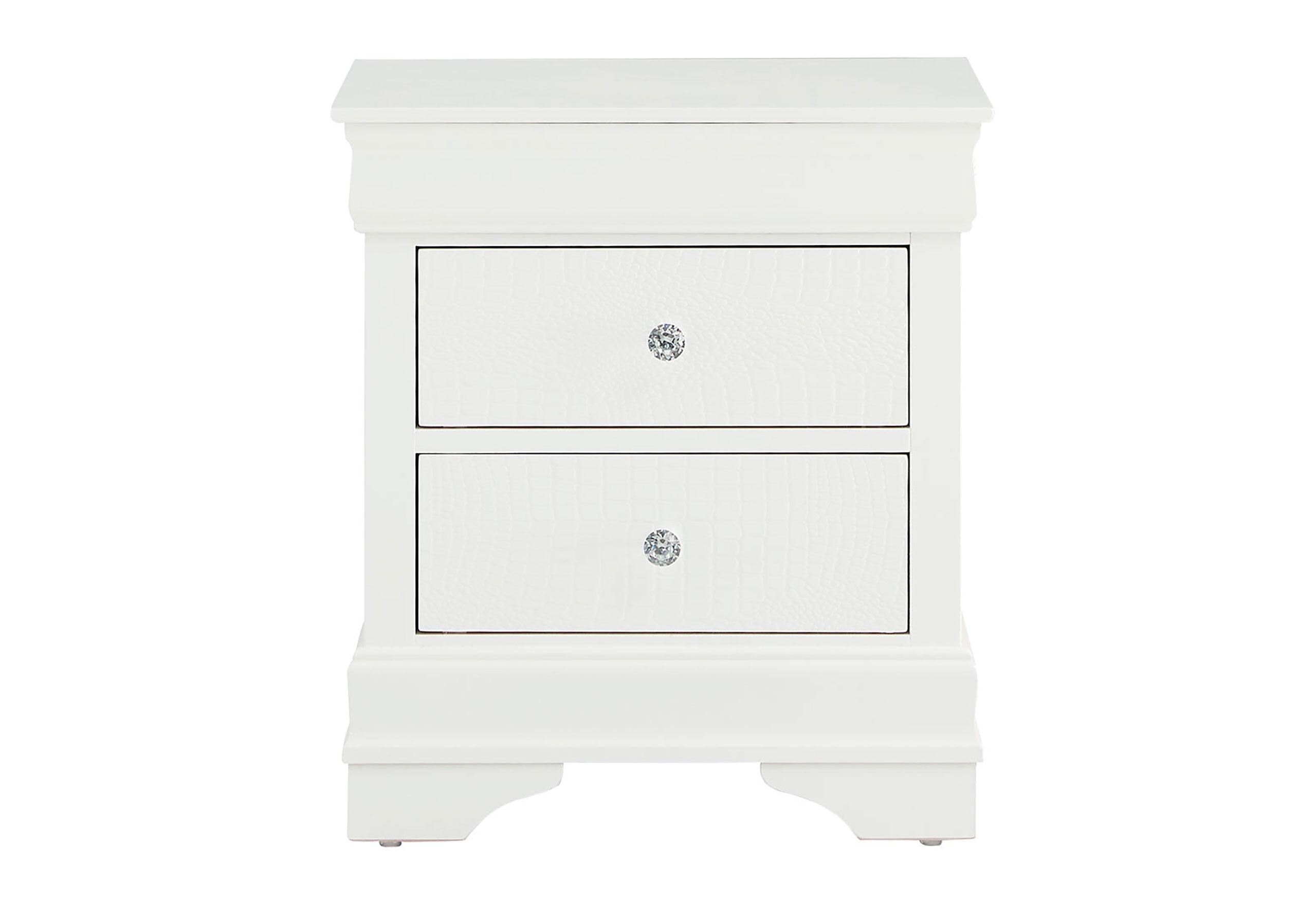 POMPEI METALLIC WHITE NIGHTSTAND