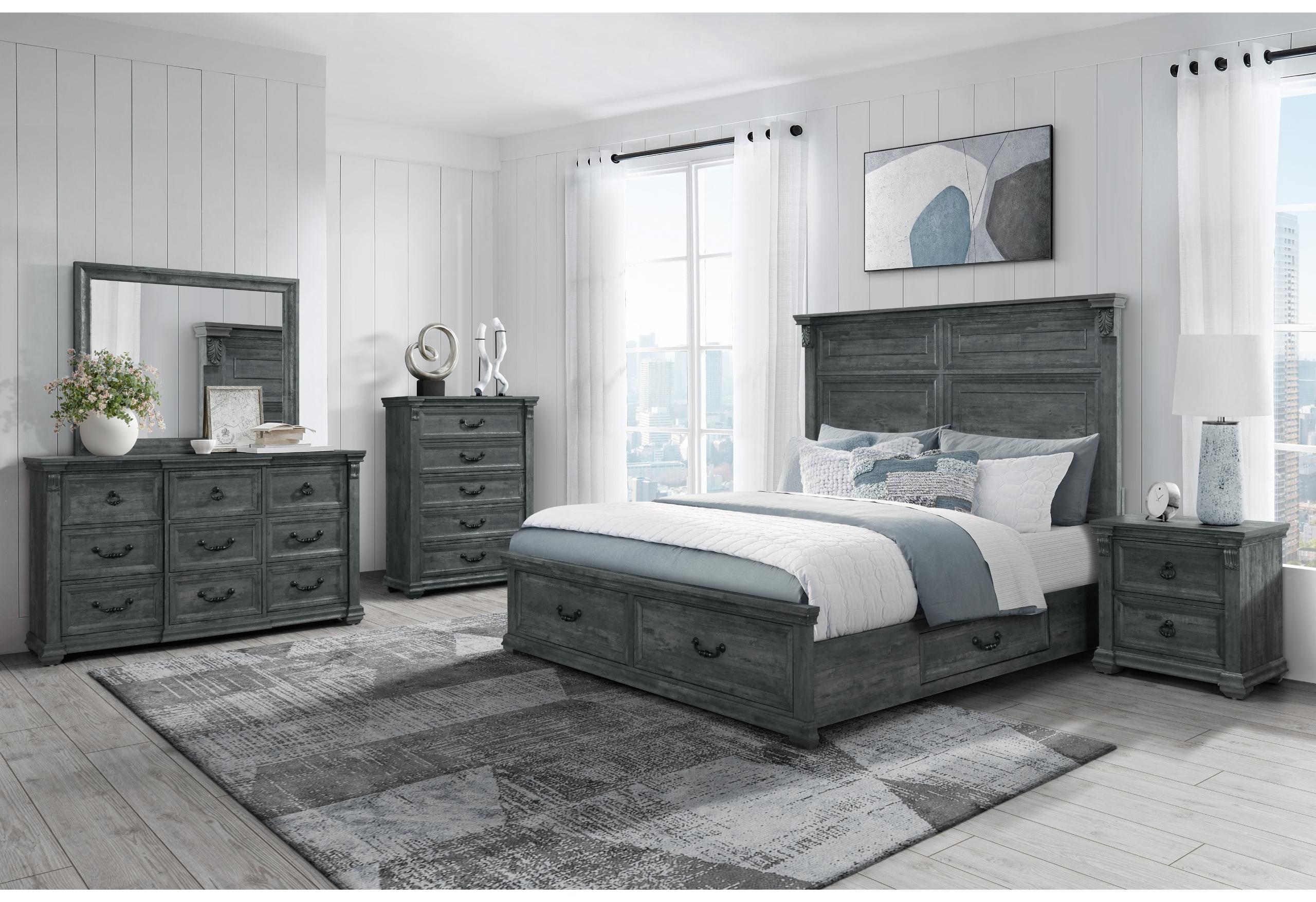TATUM BROWN KING BED GROUP WITH STORAGE