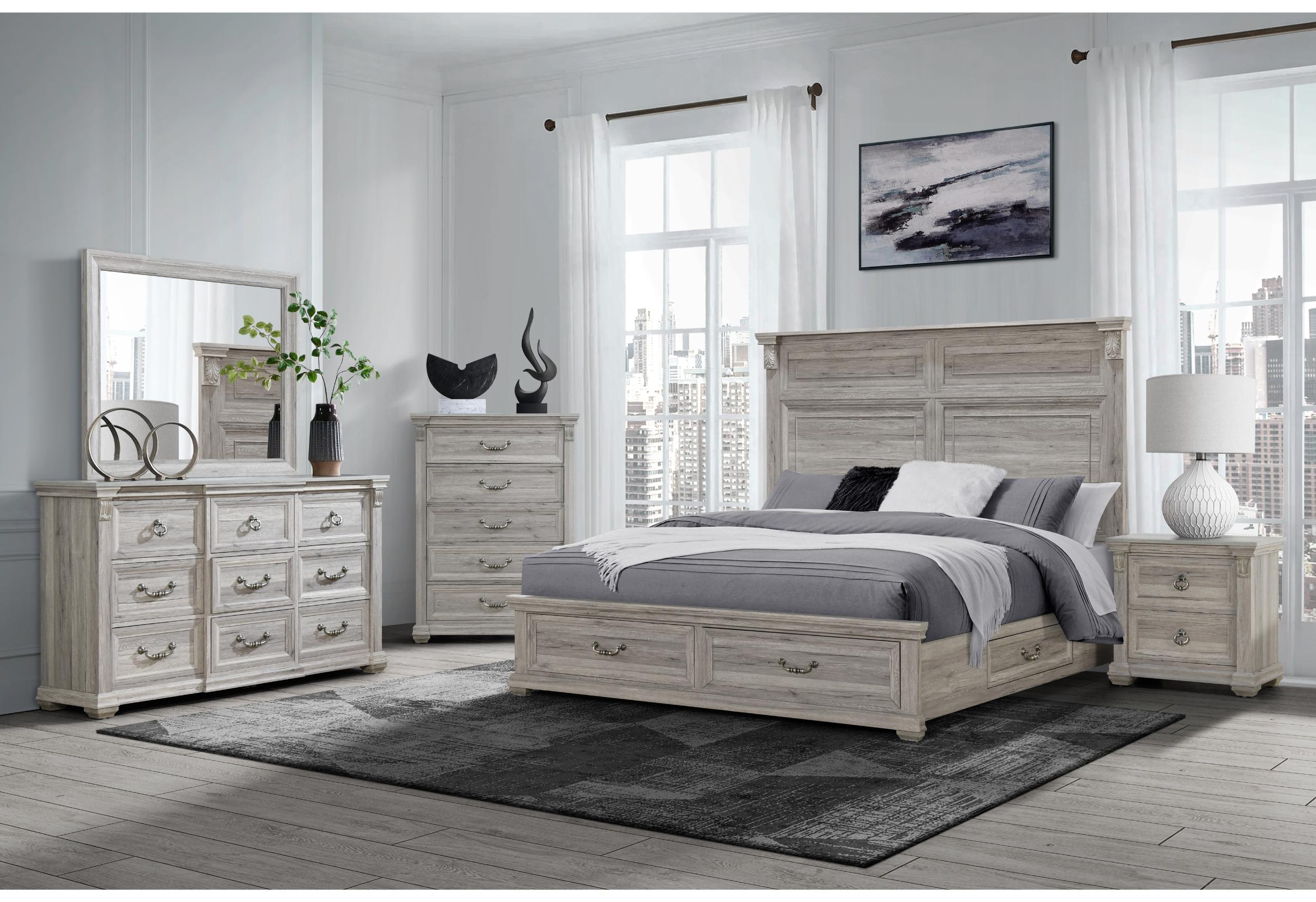 TATUM NATURAL QUEEN BED GROUP WITH STORAGE