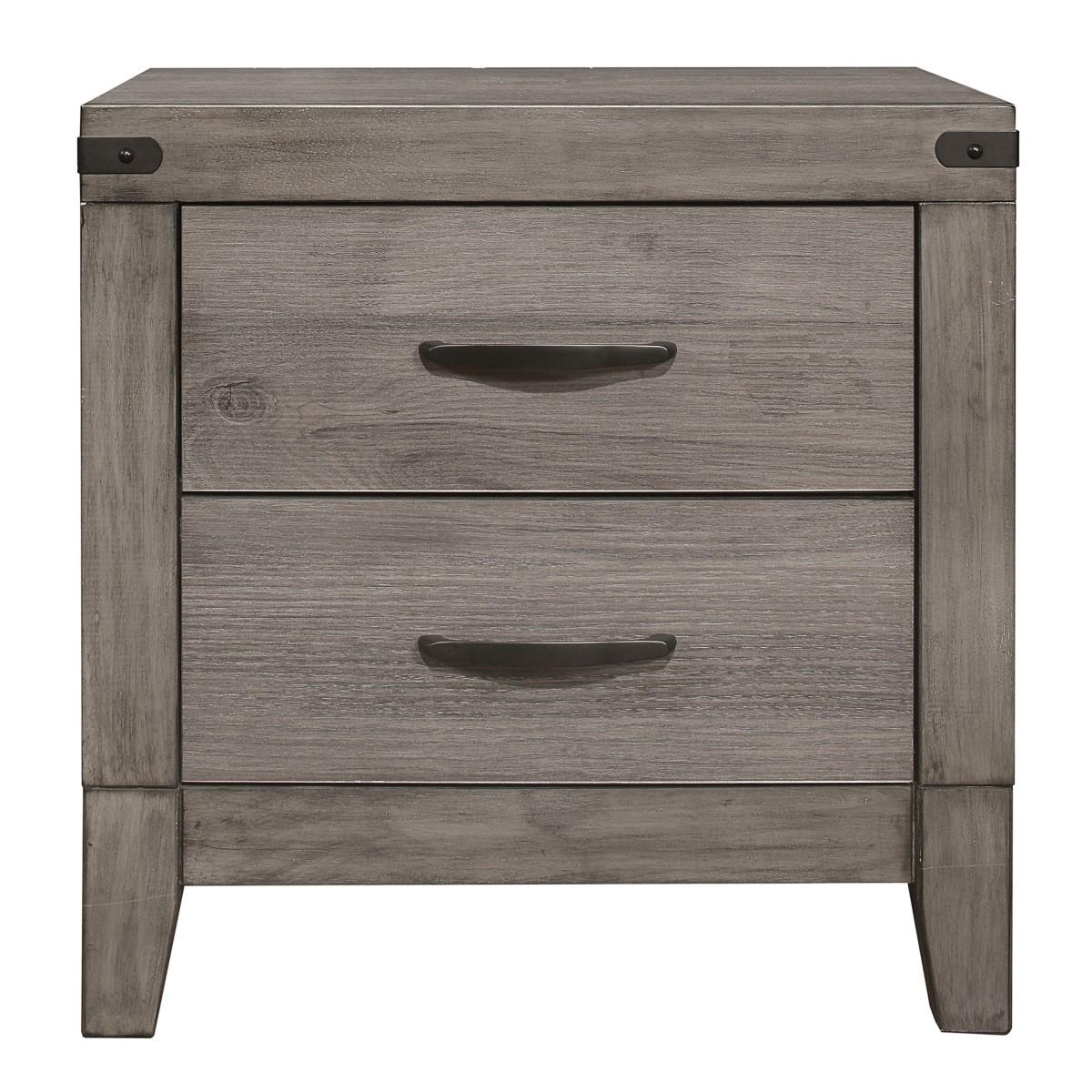Woodrow 2 Drawer Nightstand in Gray 2042-4