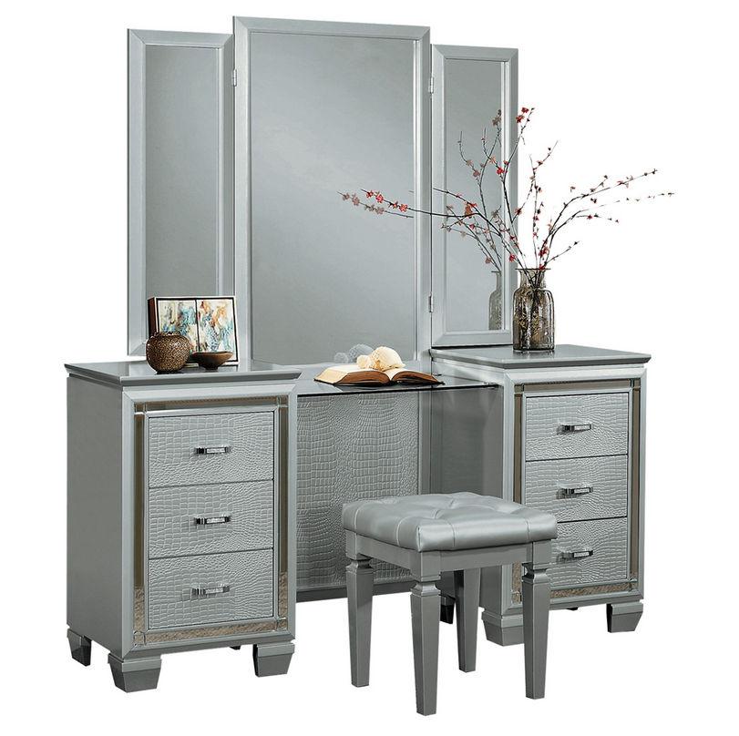 Allura Vanity Dresser with Mirror in Silver 1916-15*