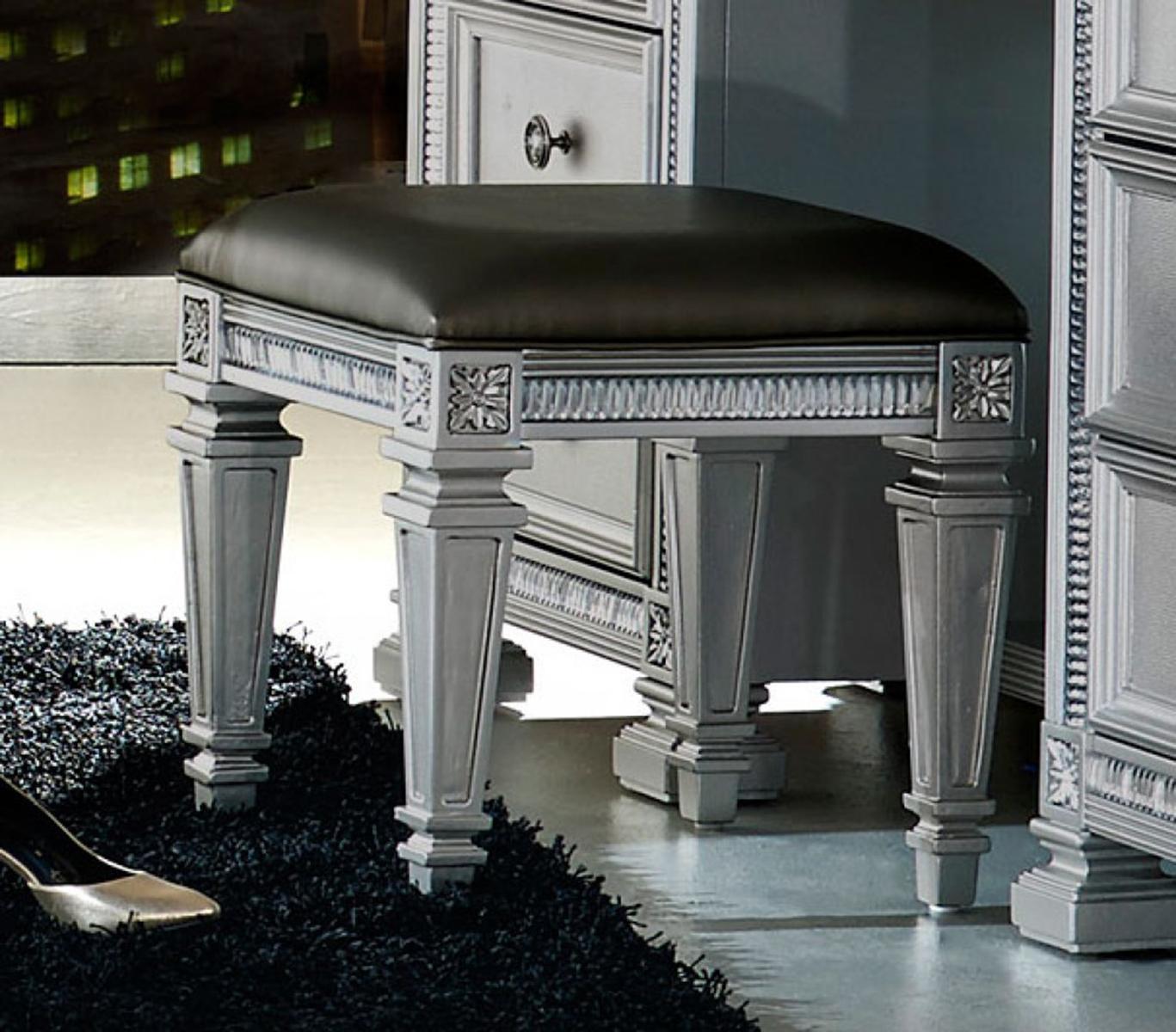 Bevelle Vanity Stool in Silver 1958-14