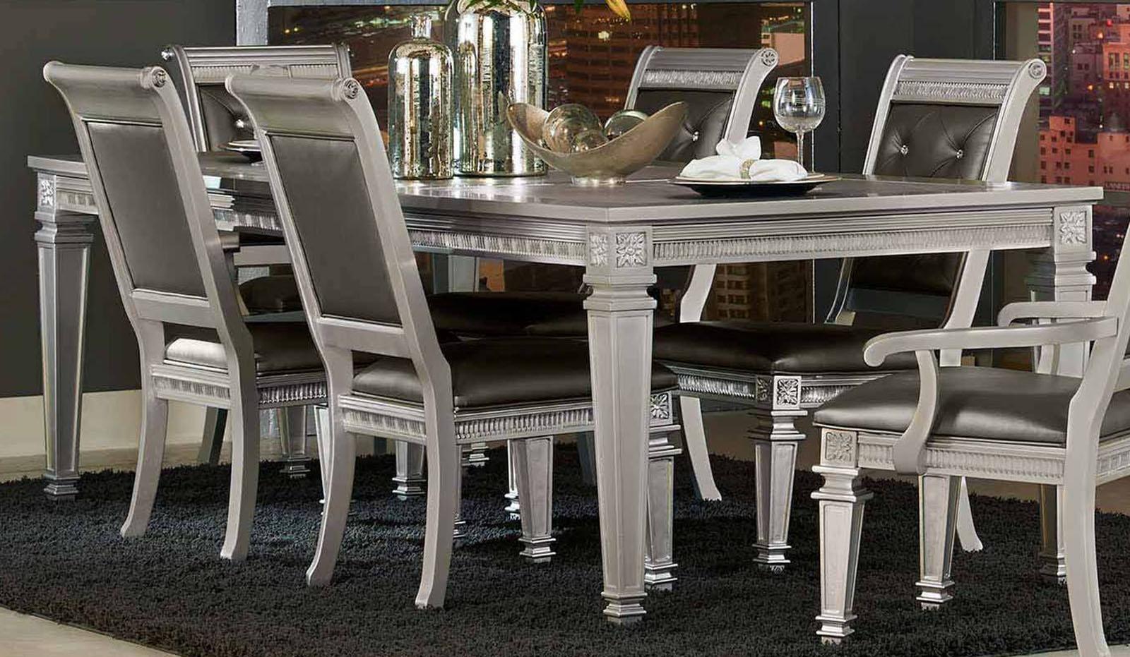 Bevelle Rectangular Dining Table in Silver 1958-96