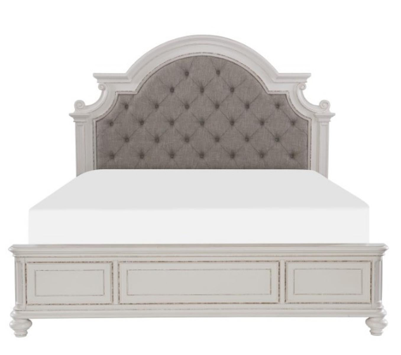 Baylesford King Upholstered Panel Bed in Antique White 1624KW-1EK*