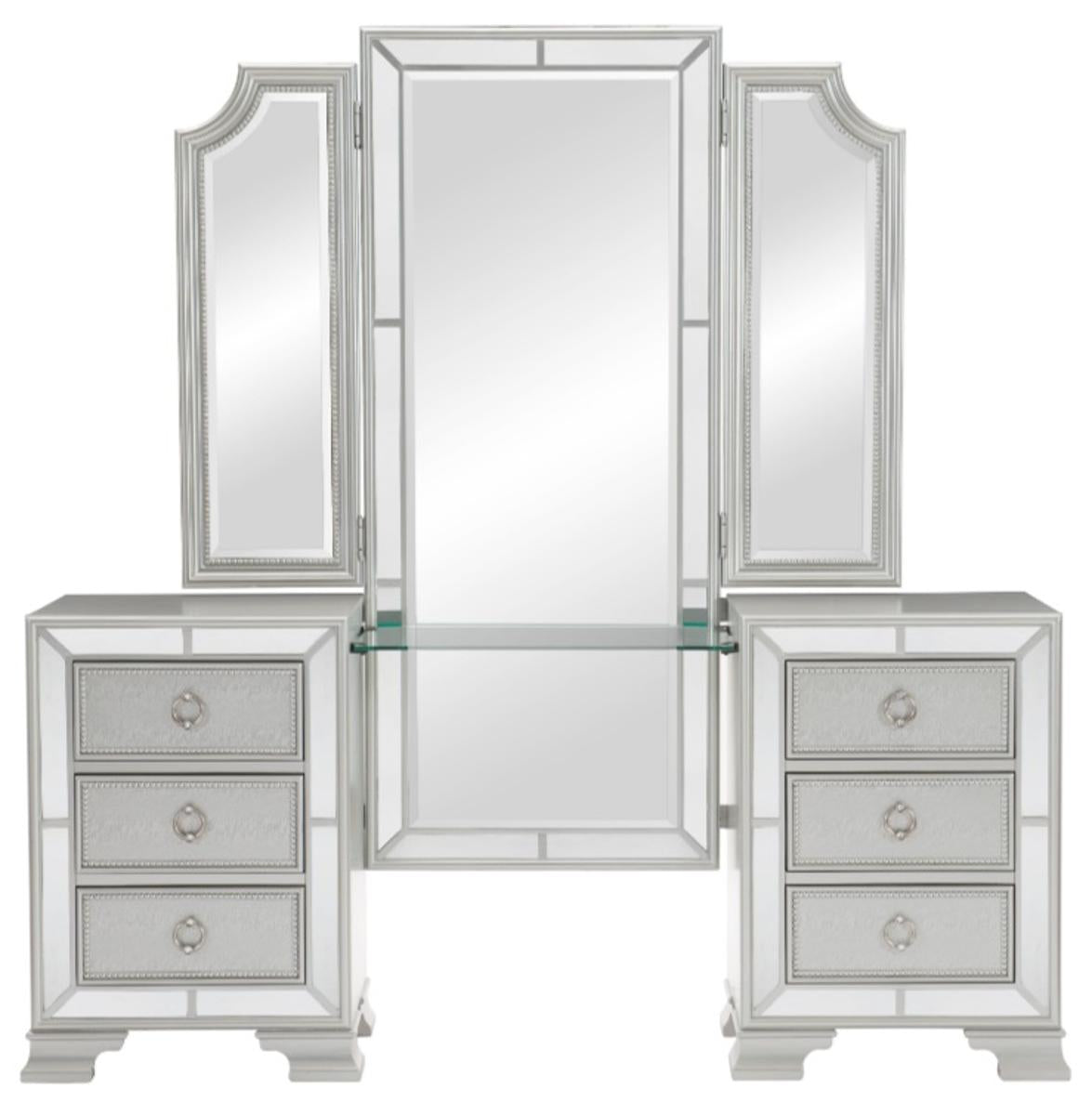 Avondale Vanity Dresser with Mirror in Silver 1646-15