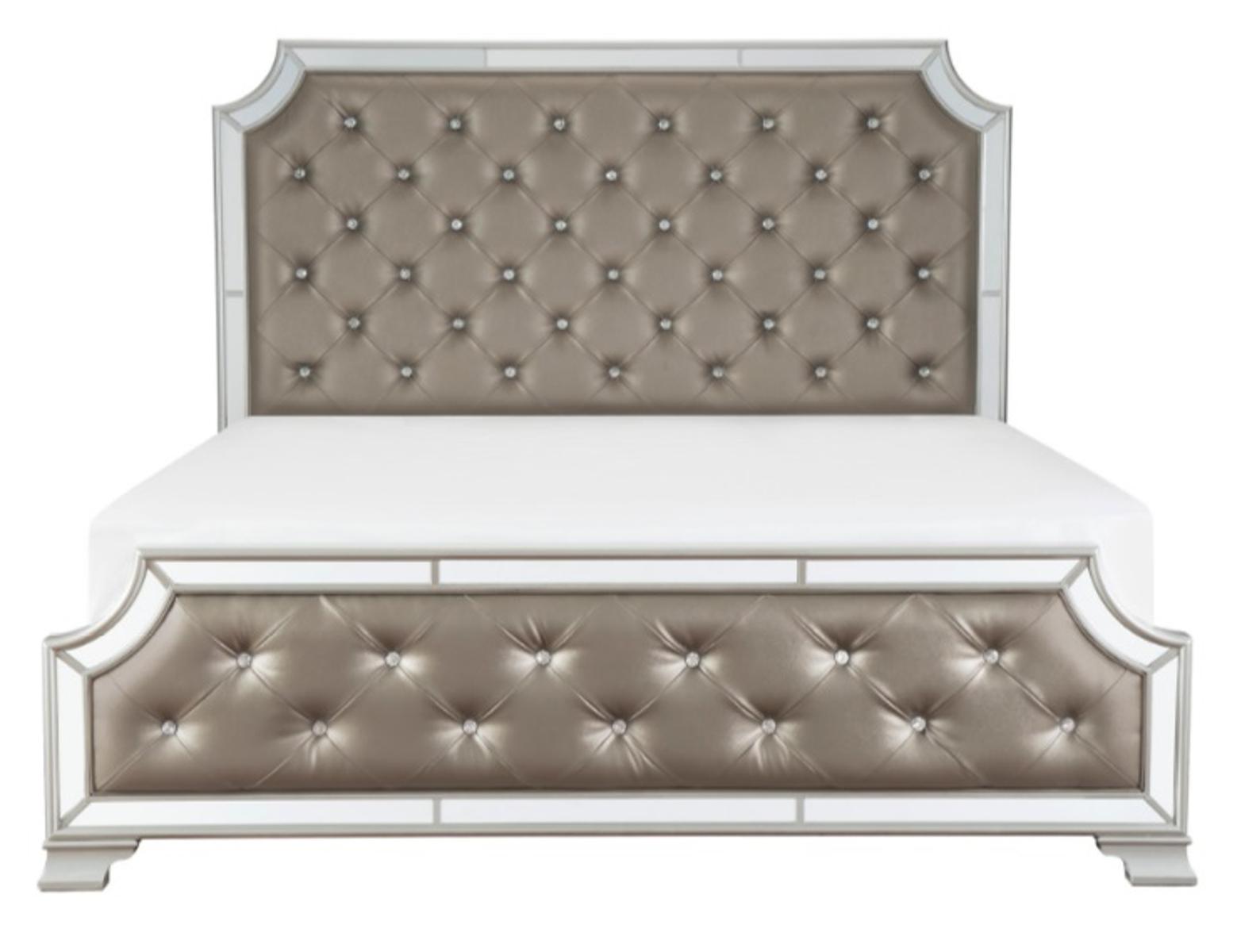 Avondale Queen Upholstered Panel Bed in Silver 1646-1*