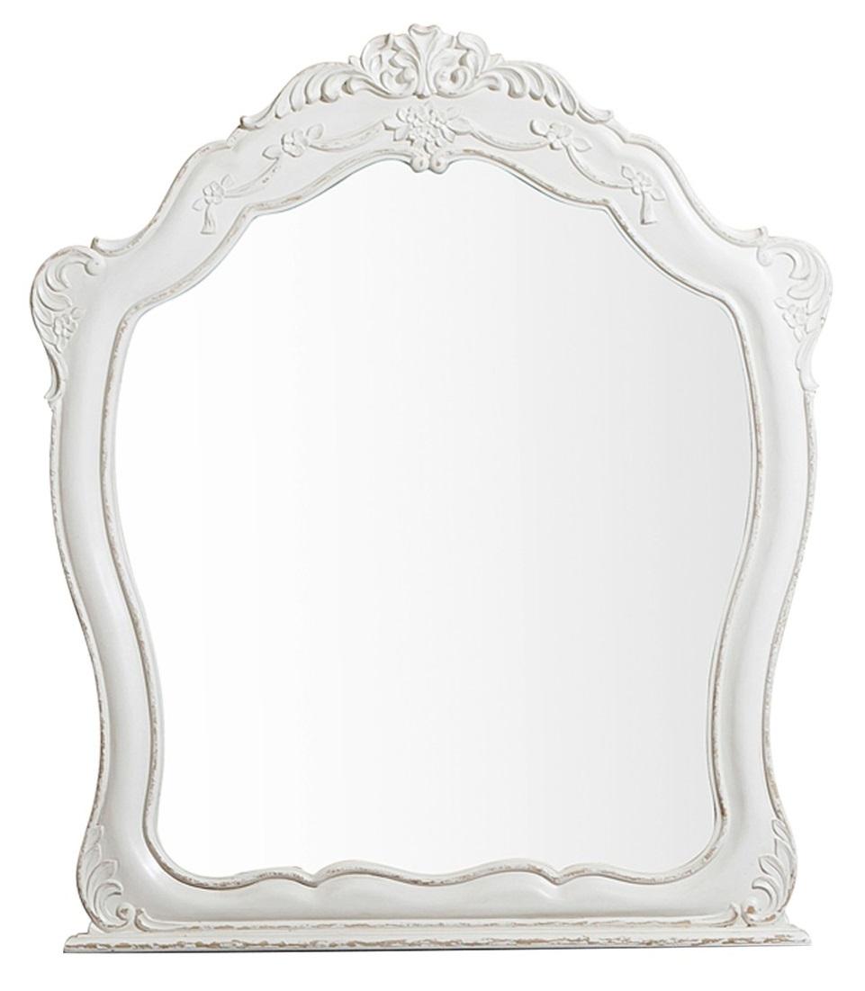 Cinderella Mirror in Antique White with Grey Rub-Through 1386NW-6