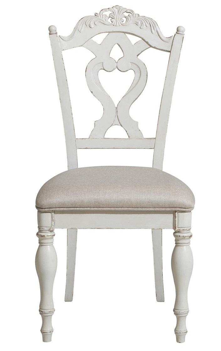 Cinderella Chair in Antique White with Grey Rub-Through 1386NW-11C