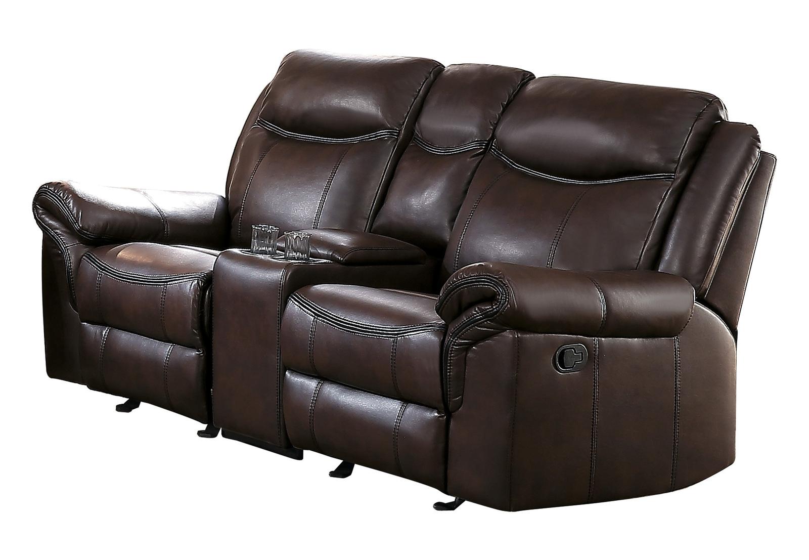 Aram Double Glider Reclining Loveseat in Brown 8206BRW-2