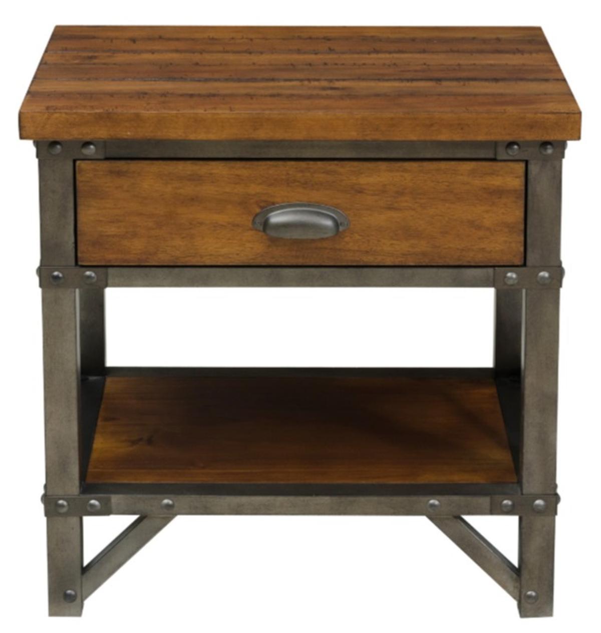 Holverson Nightstand in Rustic Brown & Gunmetal 1715-4