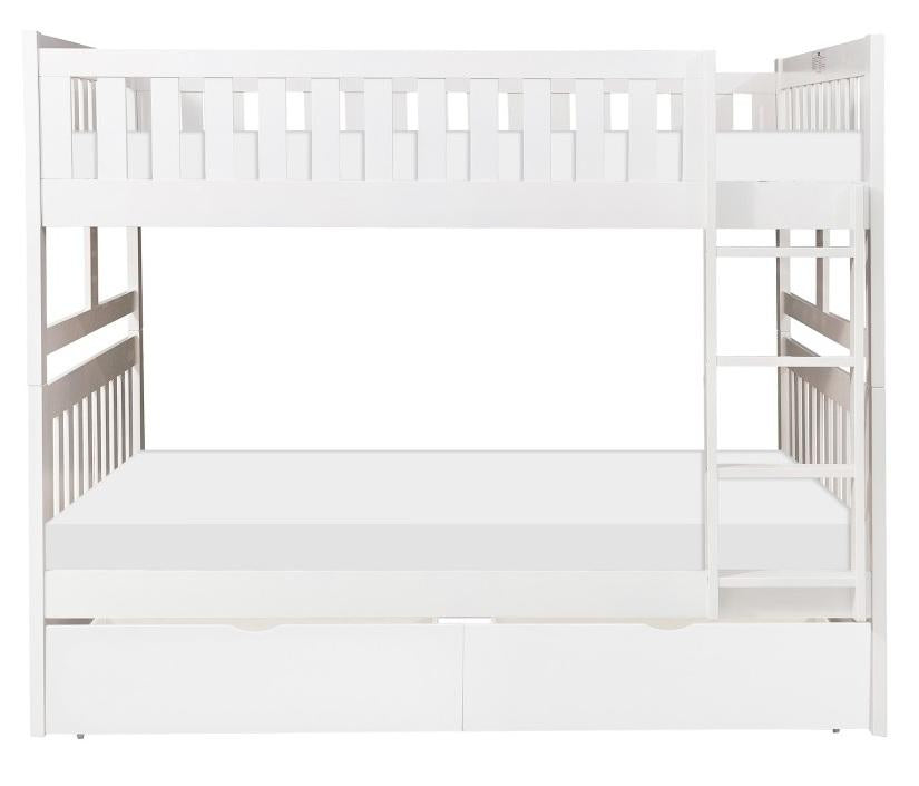 Galen Full/Full Bunk Bed w/ Storage Boxes in White B2053FFW-1*T