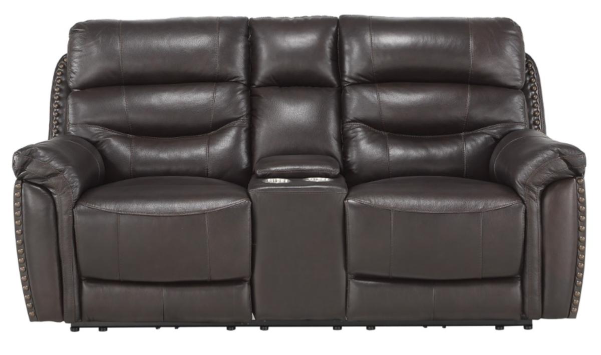 Lance Power Double Reclining Loveseat with Power Headrests in Brown 9527BRW-2PWH