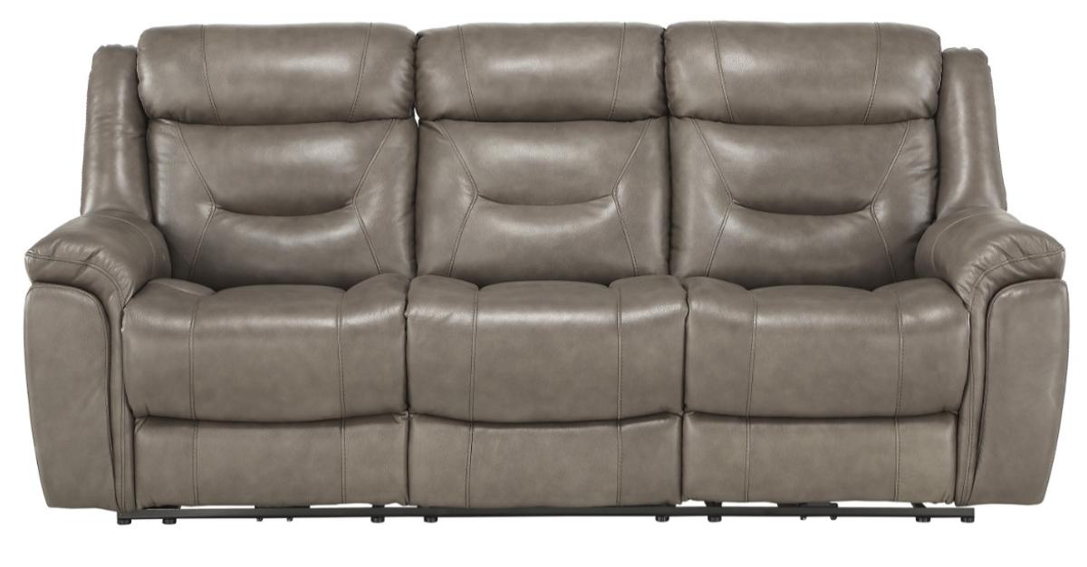 Danio Power Double Reclining Sofa with Power Headrests in Brownish Gray 9528BRG-3PWH