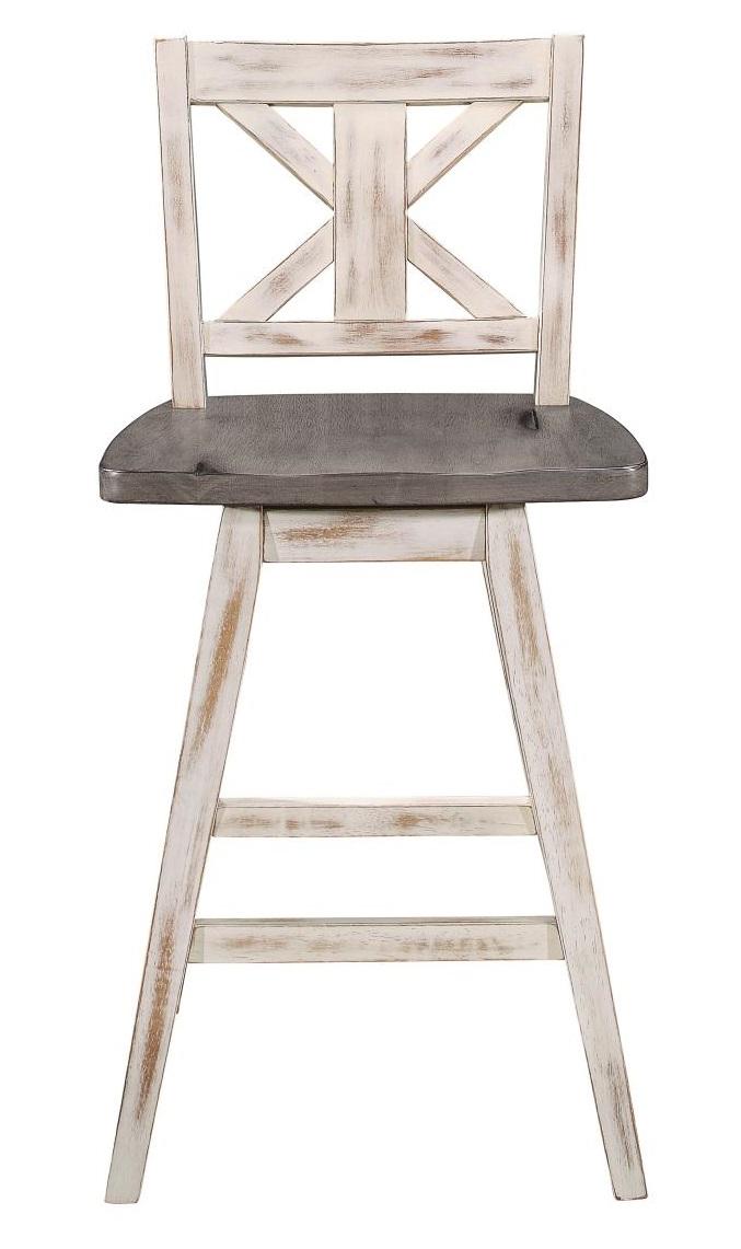 Amsonia Swivel Counter Height Chair in Gray and White (Set of 2)