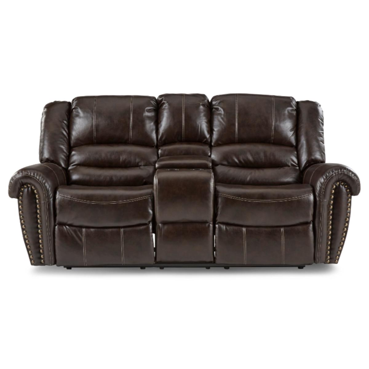 Center Hill Double Glider Reclining Loveseat w/ Center Console in Dark Brown 9668BRW-2