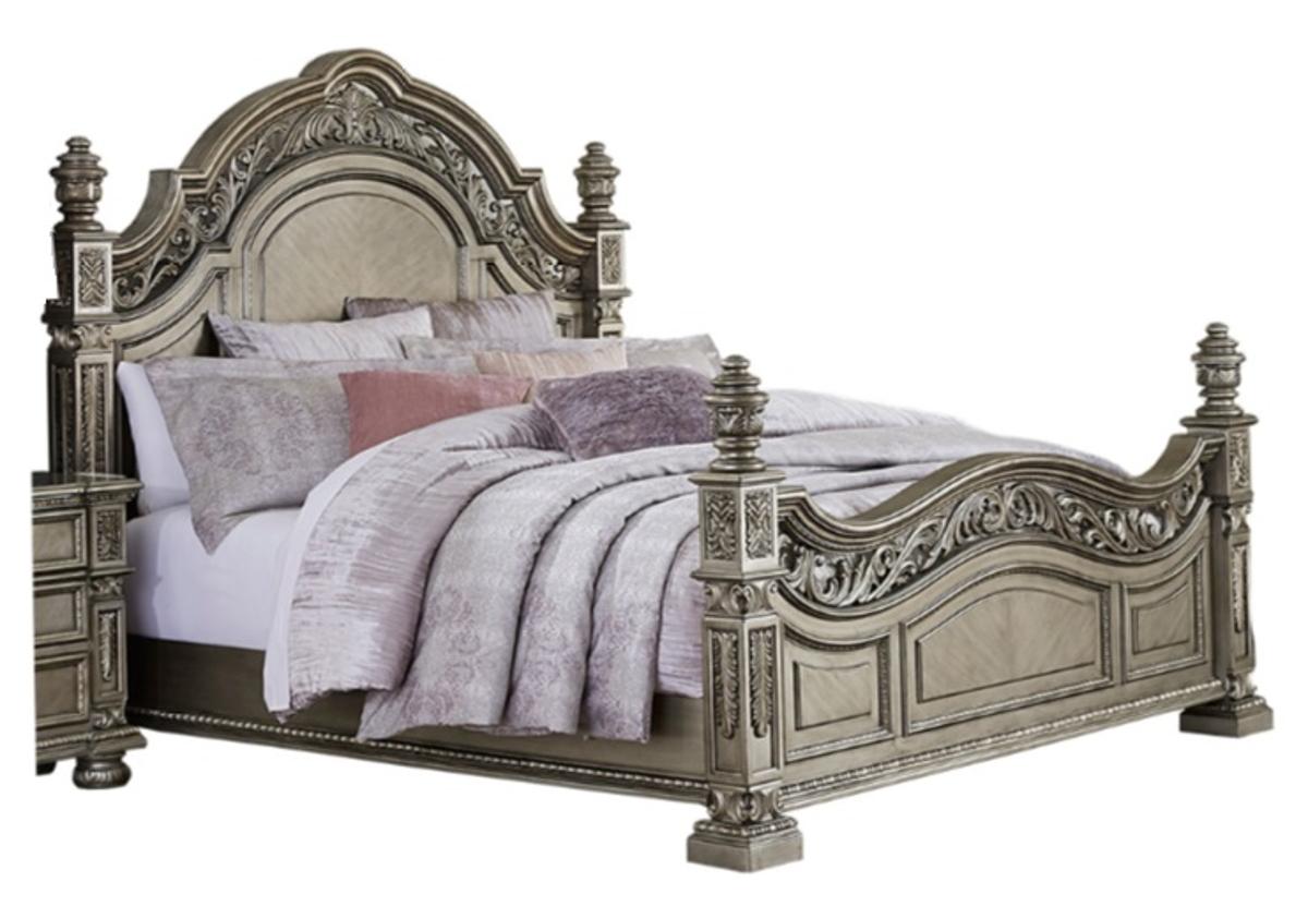 Catalonia Queen Poster Bed in Platinum Gold 1824PG-1*