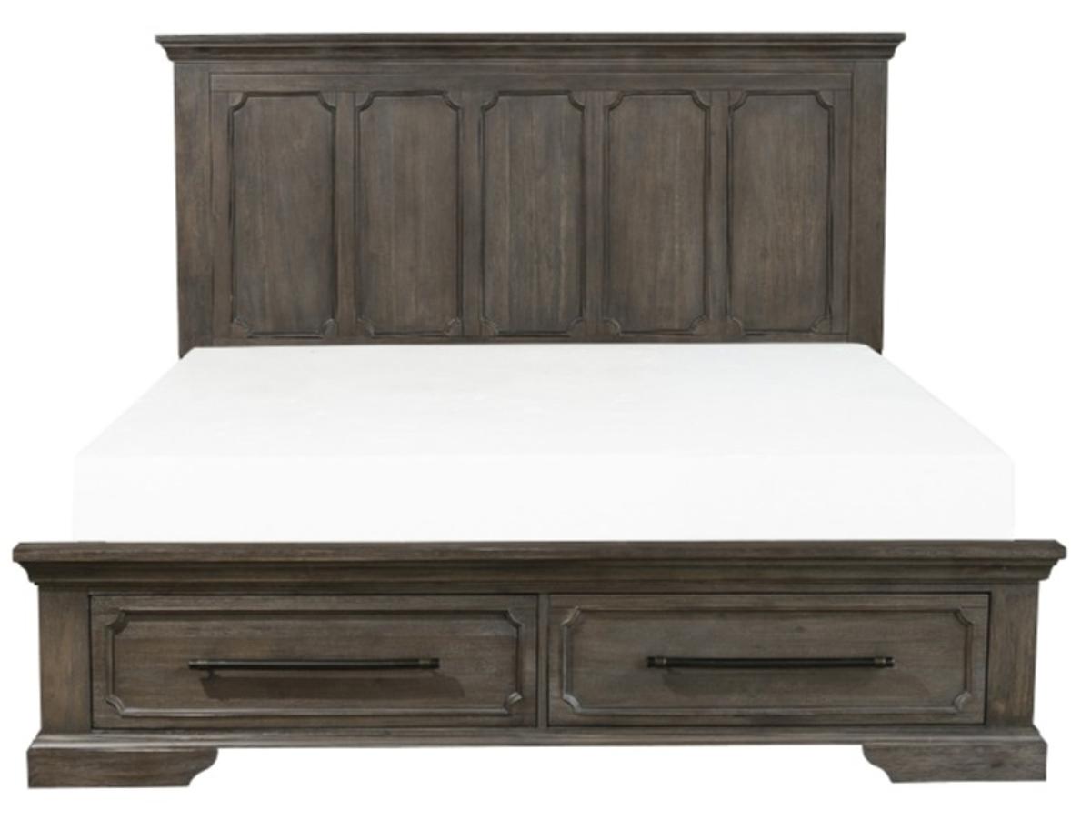 Taulon King Platform Bed with Footboard Storage in Dark Oak 5438K-1EK*